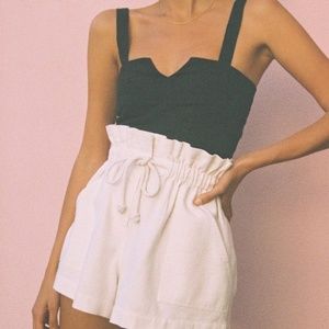 POSSE Linen Nina Top in Black, Size Small